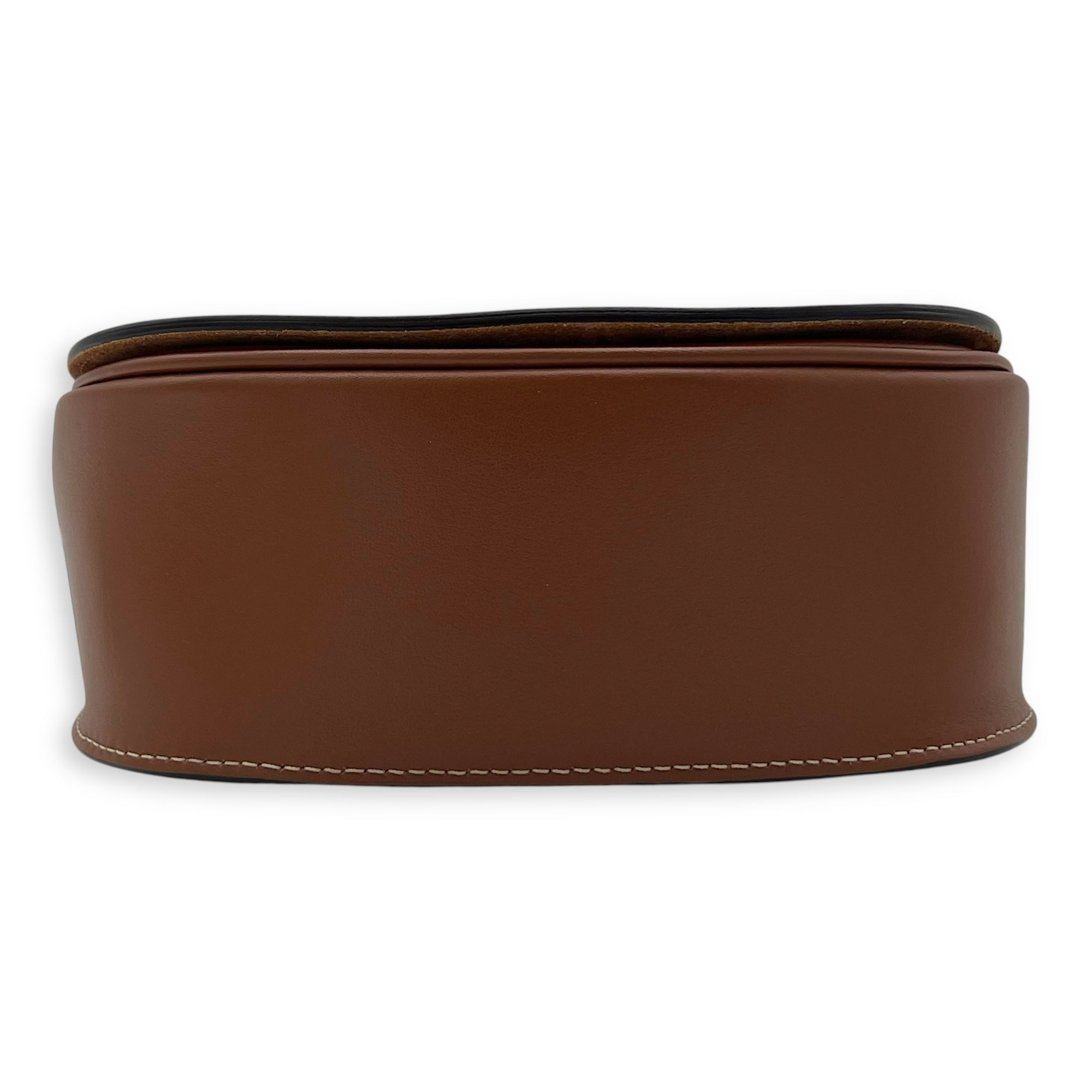Celine Folco Crossbody Bag Brown in Calfskin, Gold hardware_5