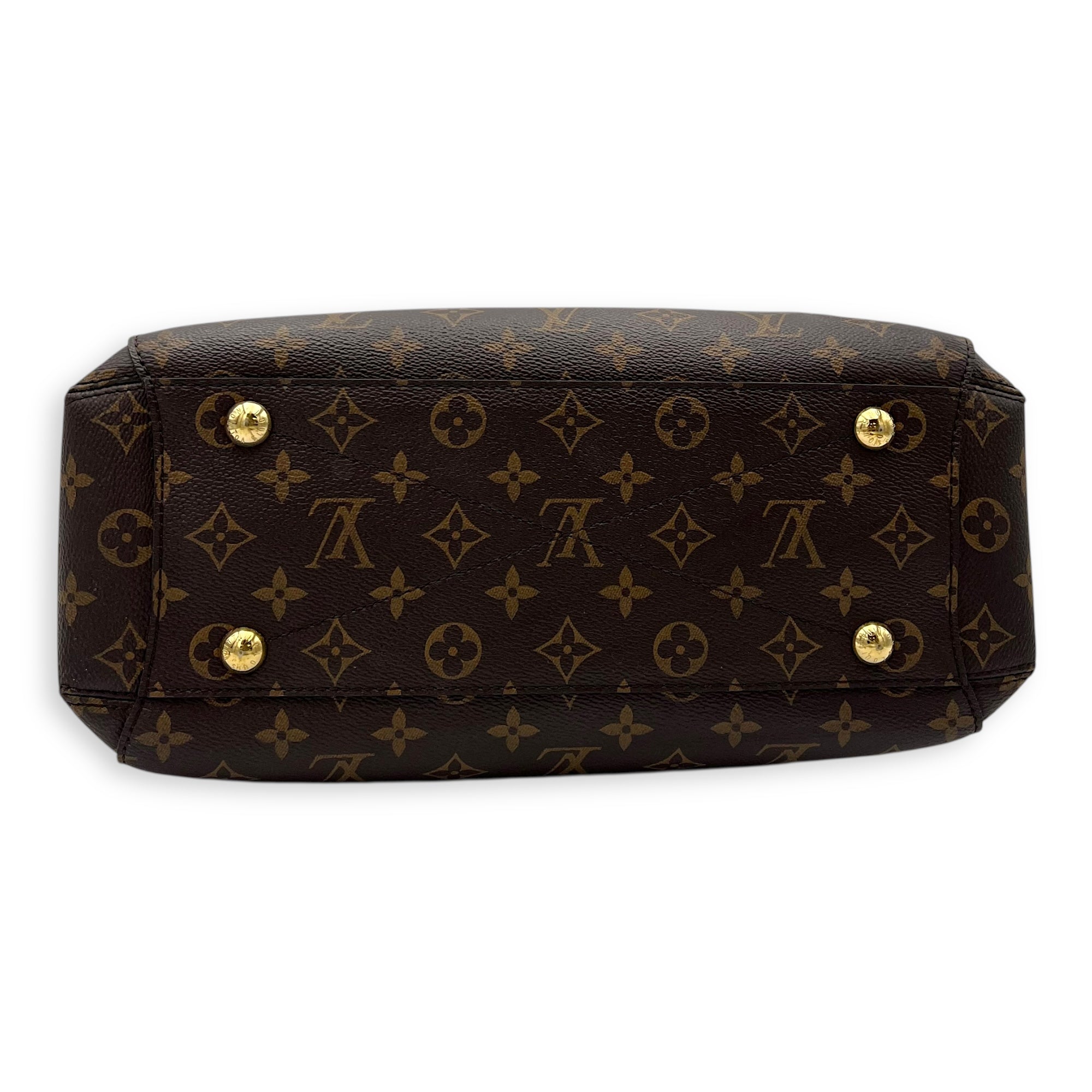Louis Vuitton Montaigne MM Brown Top Handle Bag in Monogram Coated Canvas, Gold hardware_5