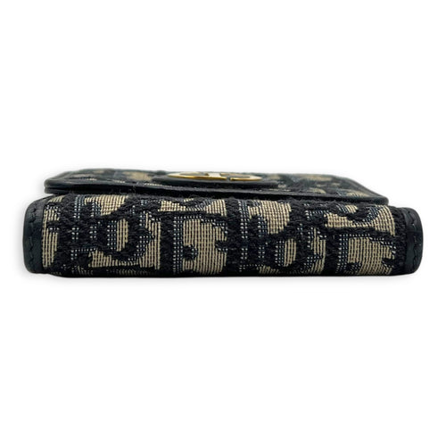 Christian Dior 30 Montaigne Blue Wallet in Jacquard, Gold hardware_5
