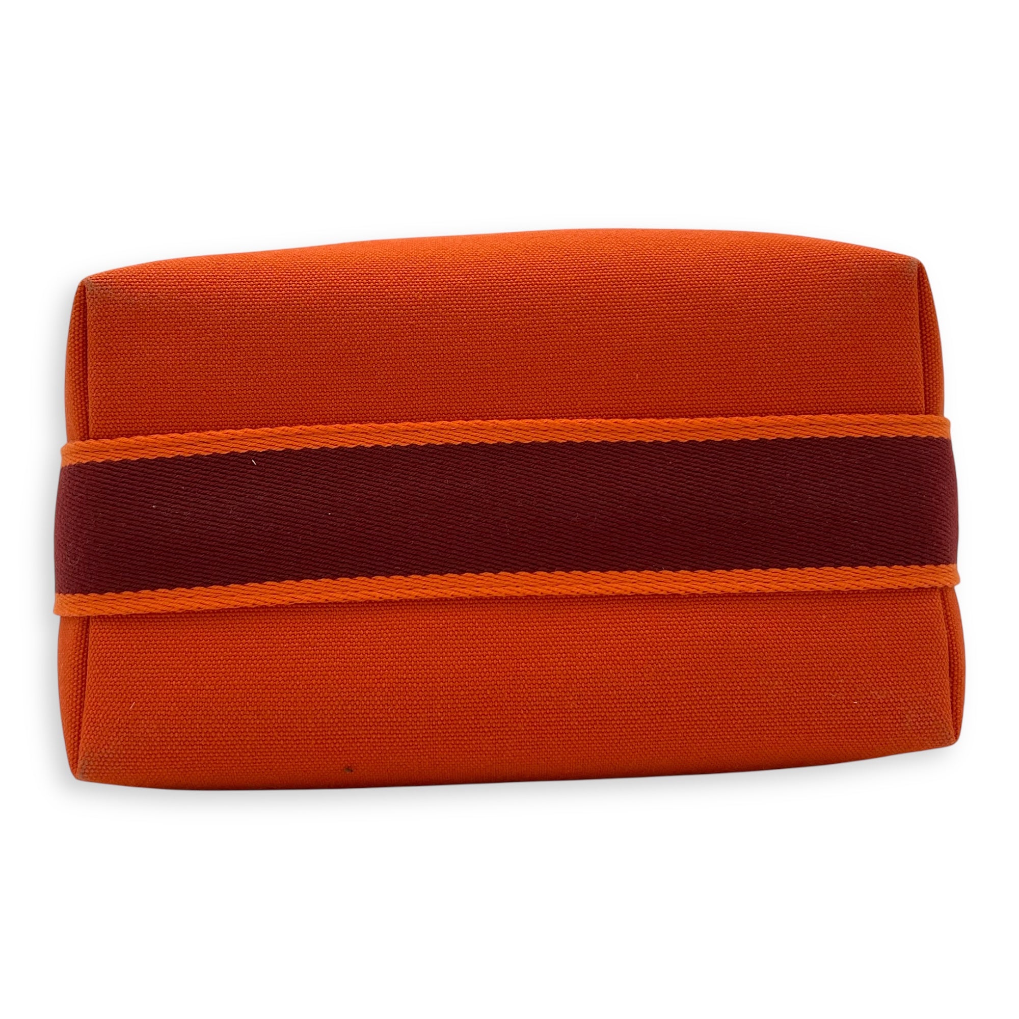 Hermès Bride a Brac Orange Pouch in Canvas, Silver hardware_5