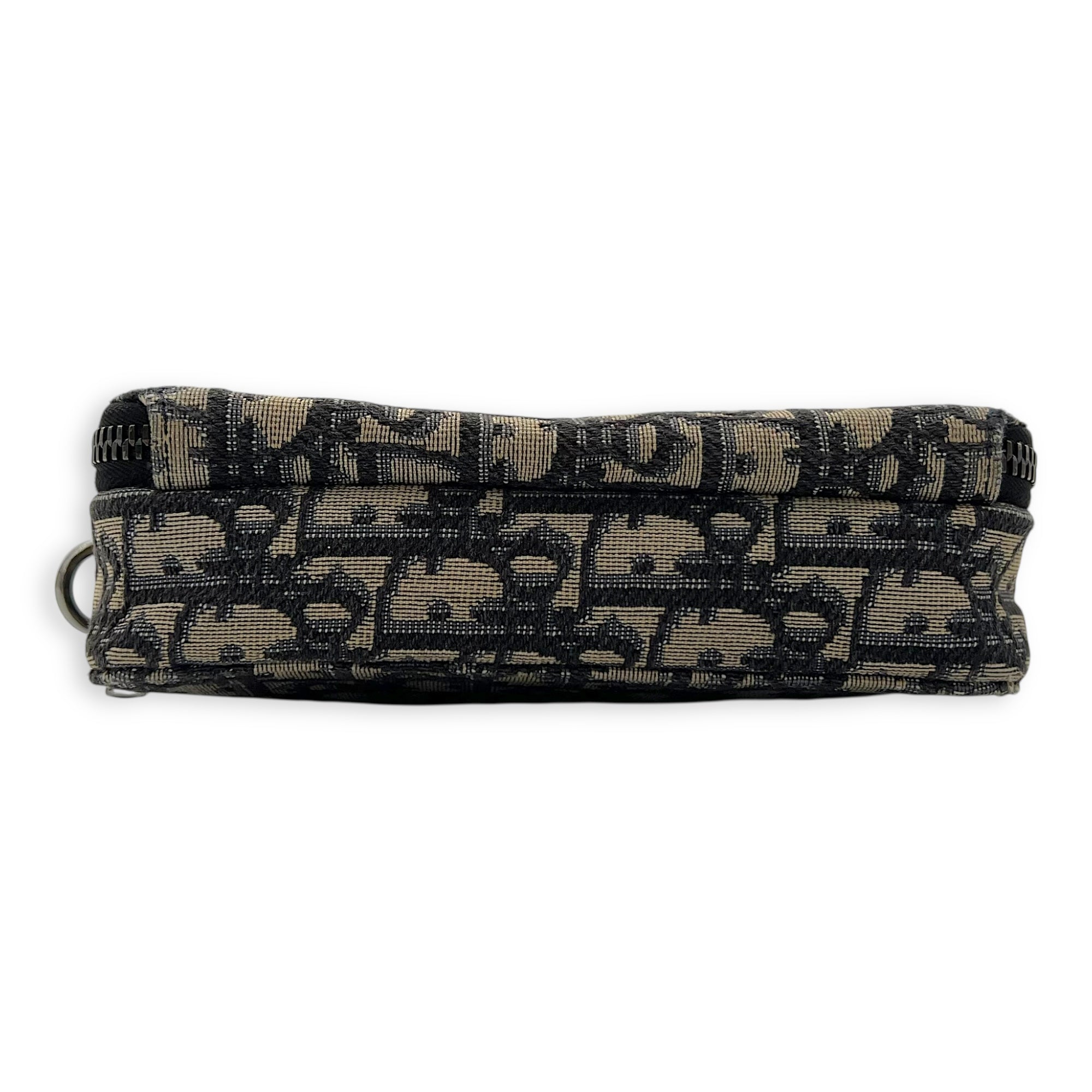 Christian Dior Zipped Pouch Oblique Blue Crossbody Bag in Jacquard, Silver hardware_5