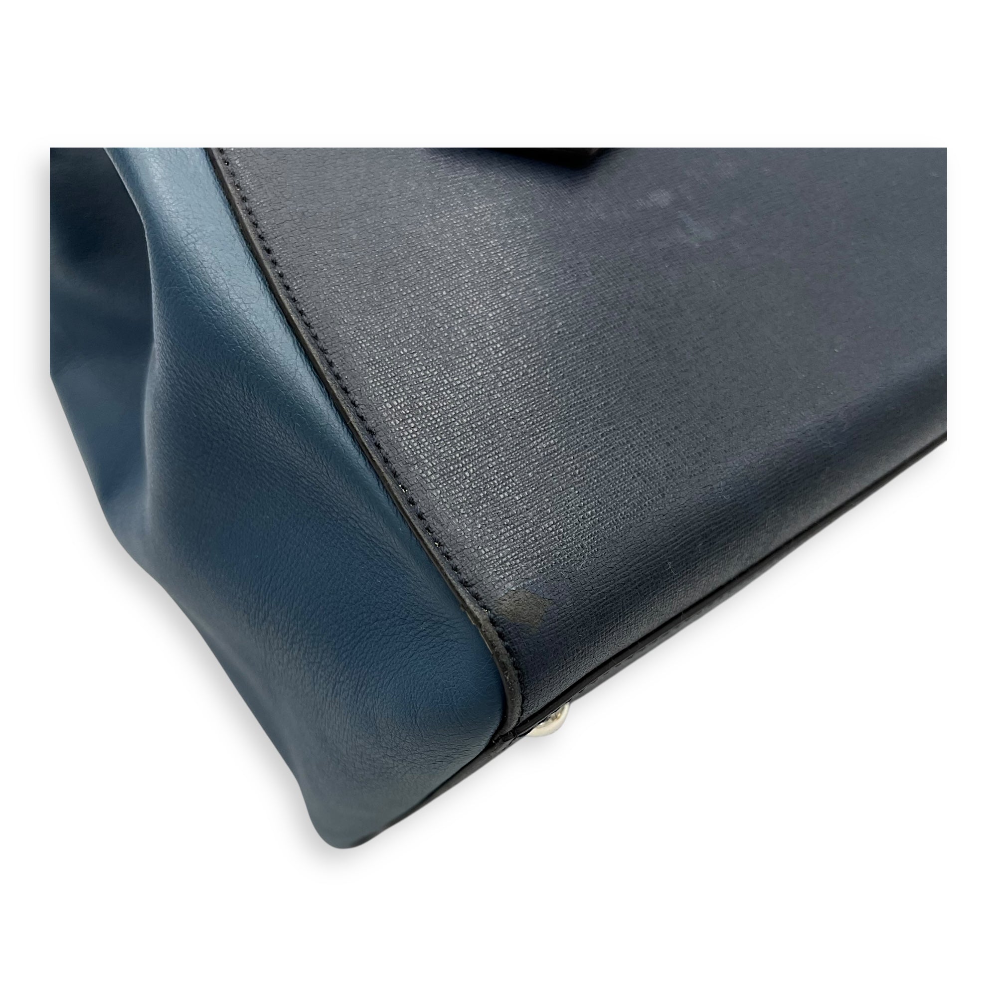 Fendi 2Jours Top Handle Bag Blue in Calfskin, Silver hardware_8