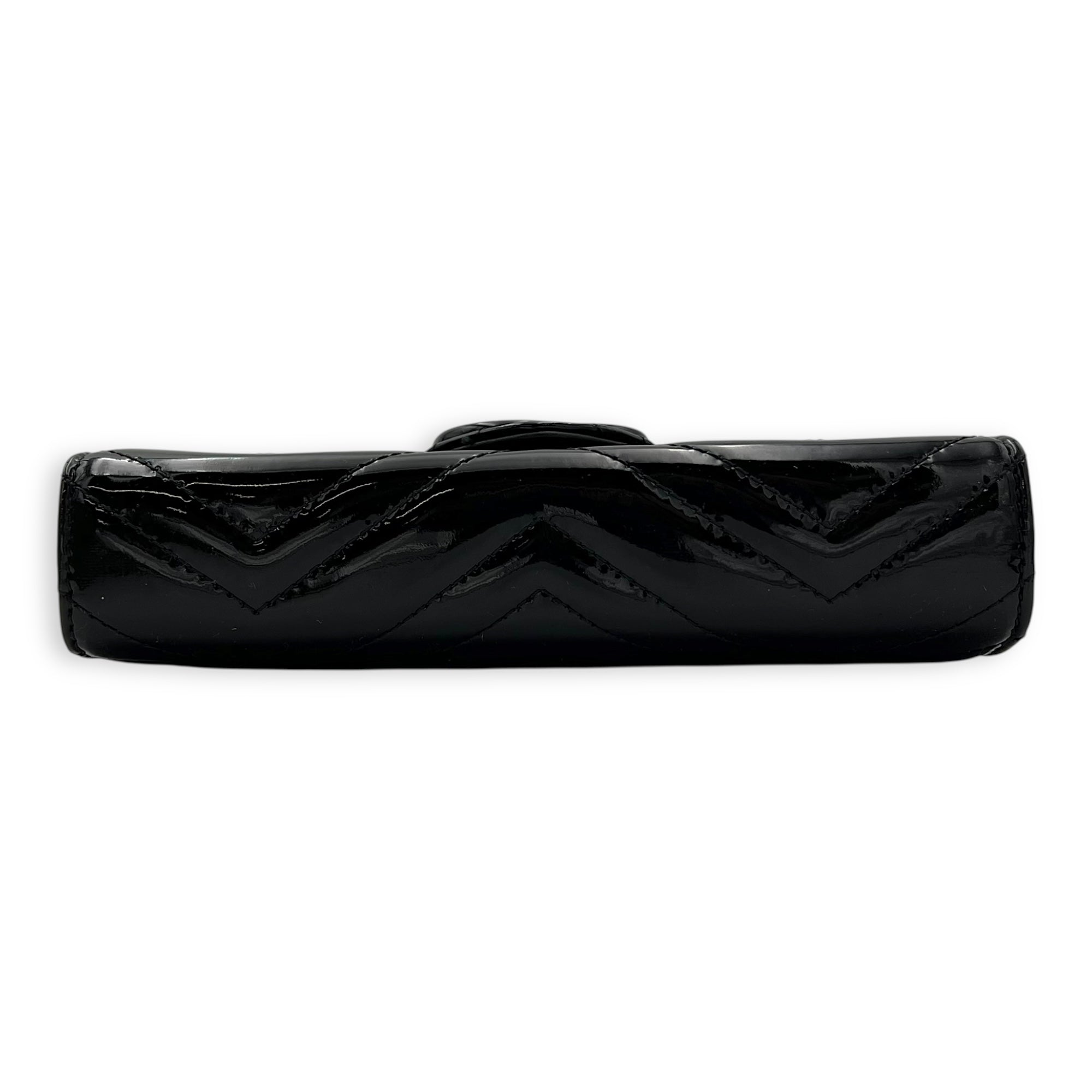 Gucci GG Marmont Wallet On Chain Black in Patent Leather, Lacquered Metal hardware_5
