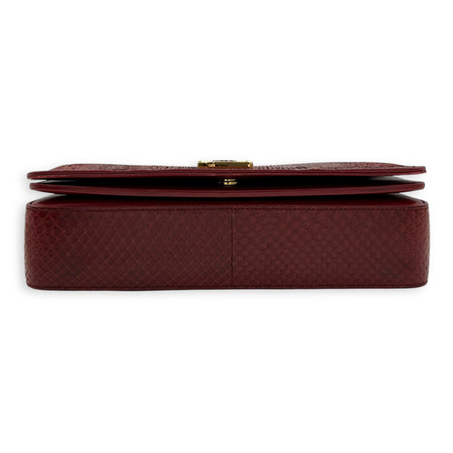 Saint Laurent Monogram Universite Crossbody Bag Red in Python Leather, Gold hardware_5