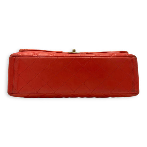 Chanel Classic Orange Shoulder Bag in Lambskin, Brushed Gold hardware_5