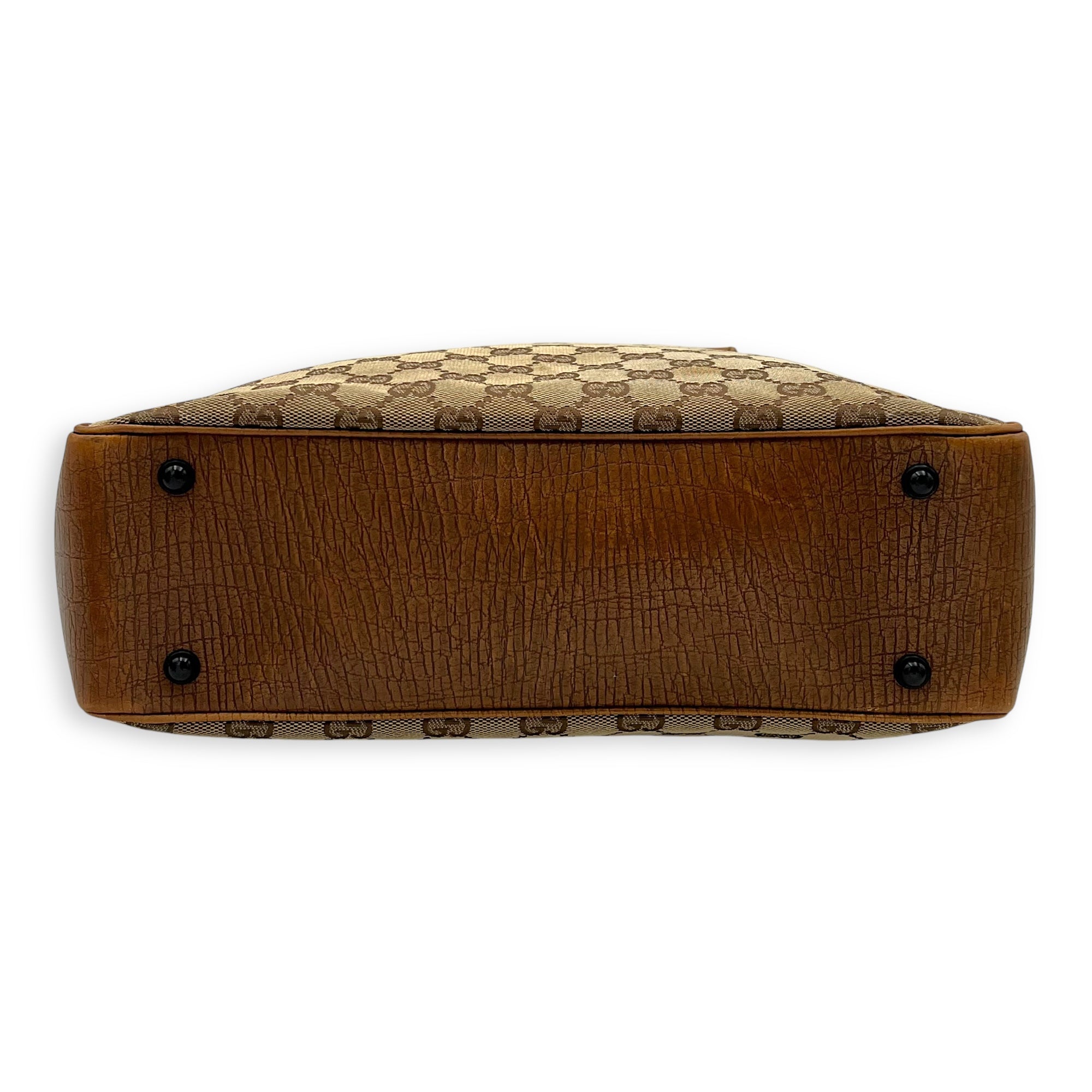 Gucci GG Top Handle Bag Brown in Canvas, Gold hardware_5