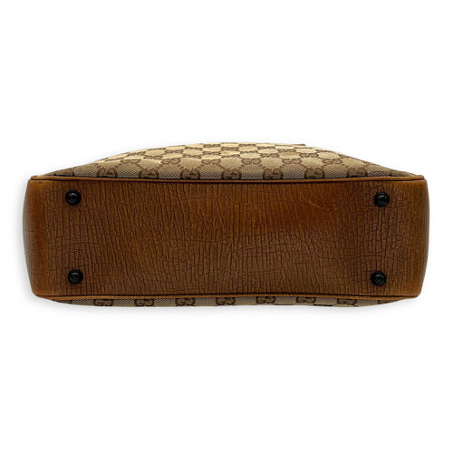 Gucci GG Top Handle Bag Brown in Canvas, Gold hardware_5