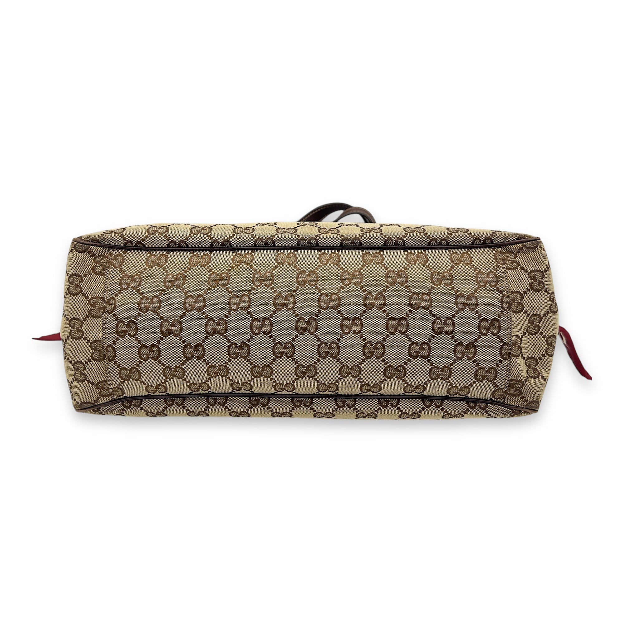 Gucci GG Brown Tote Bag in Canvas, Light Gold hardware_5