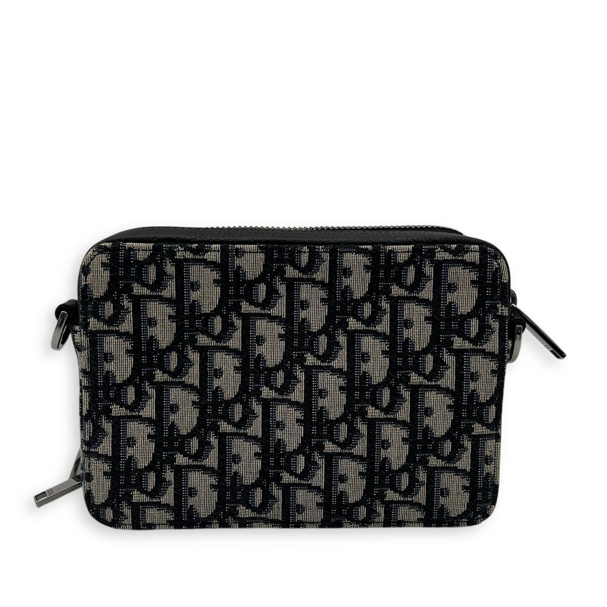 Christian Dior Zipped Pouch Shoulder Bag Blue in Jacquard, Silver hardware_2