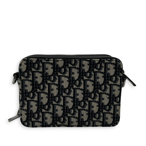 Christian Dior Zipped Pouch Shoulder Bag Blue in Jacquard, Silver hardware_2