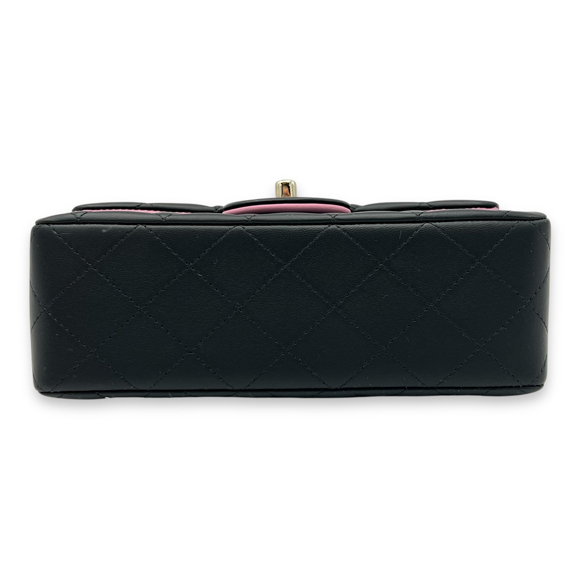 Chanel Rectangle Top Handle Bag Black in Lambskin, Gold hardware_5
