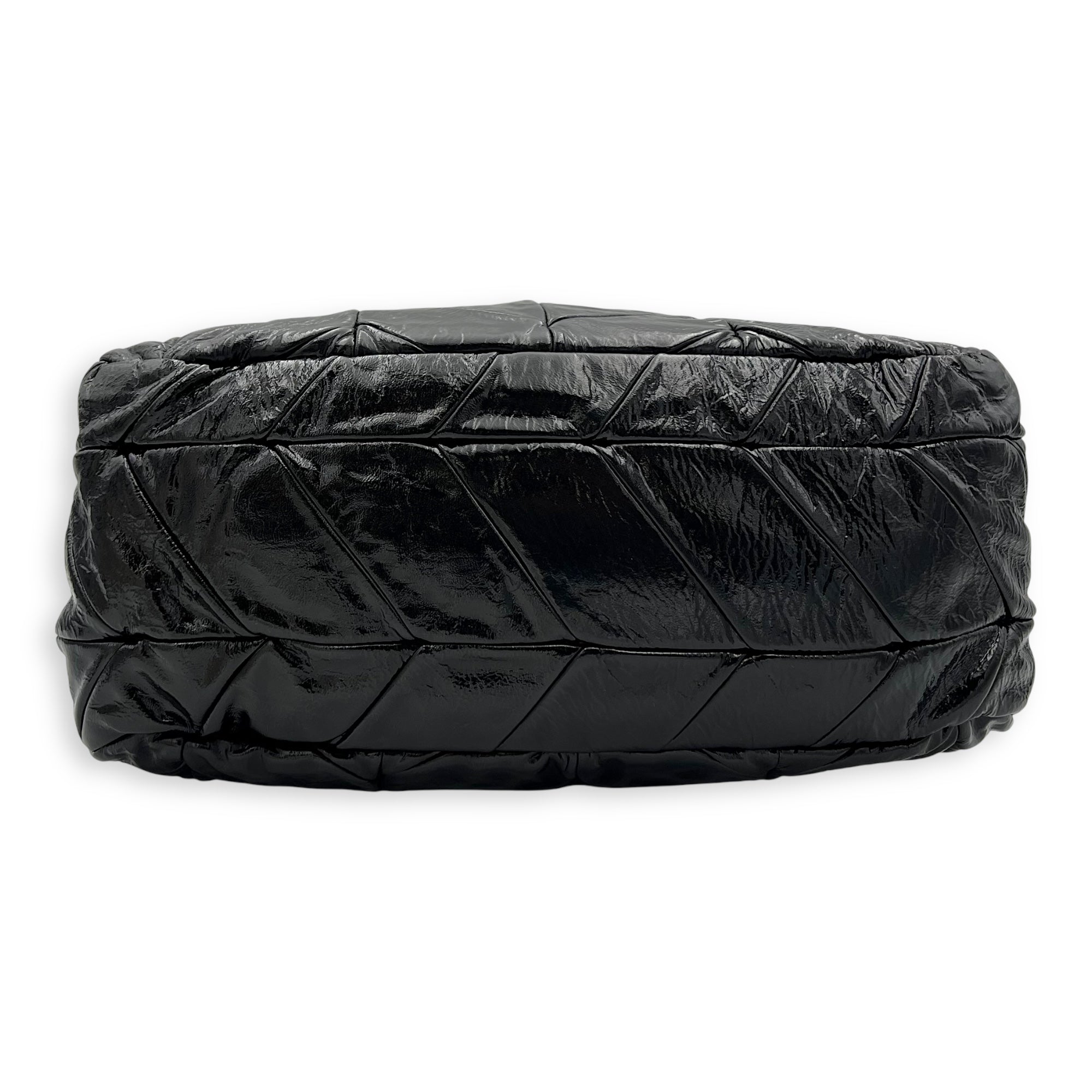 Prada Quilted Top Handle Bag Black in Glazed Calfskin, Silver hardware_5