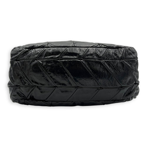 Prada Quilted Top Handle Bag Black in Glazed Calfskin, Silver hardware_5