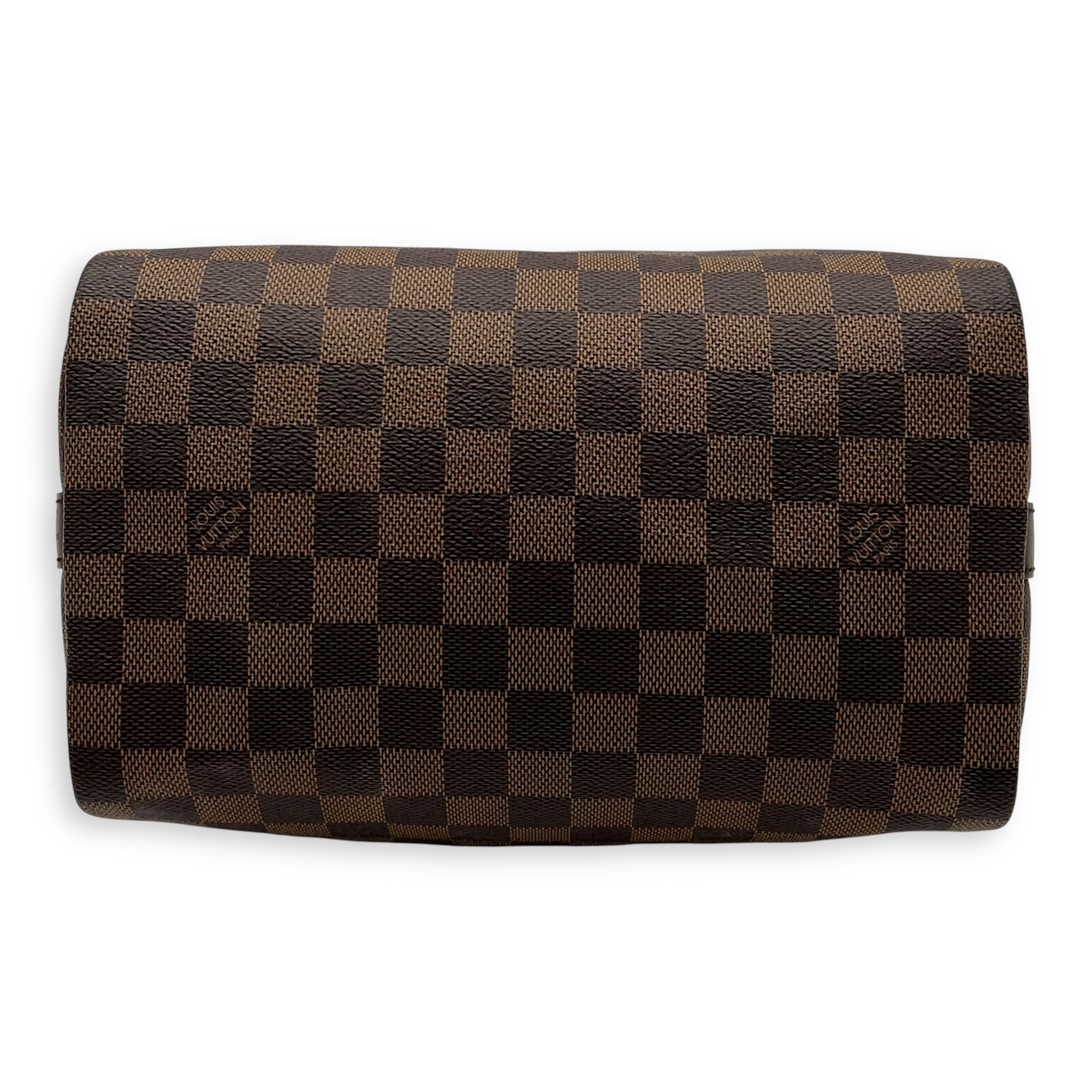 Louis Vuitton Speedy Bandouliere Top Handle Bag 25 Brown in Coated Canvas, Gold hardware_5