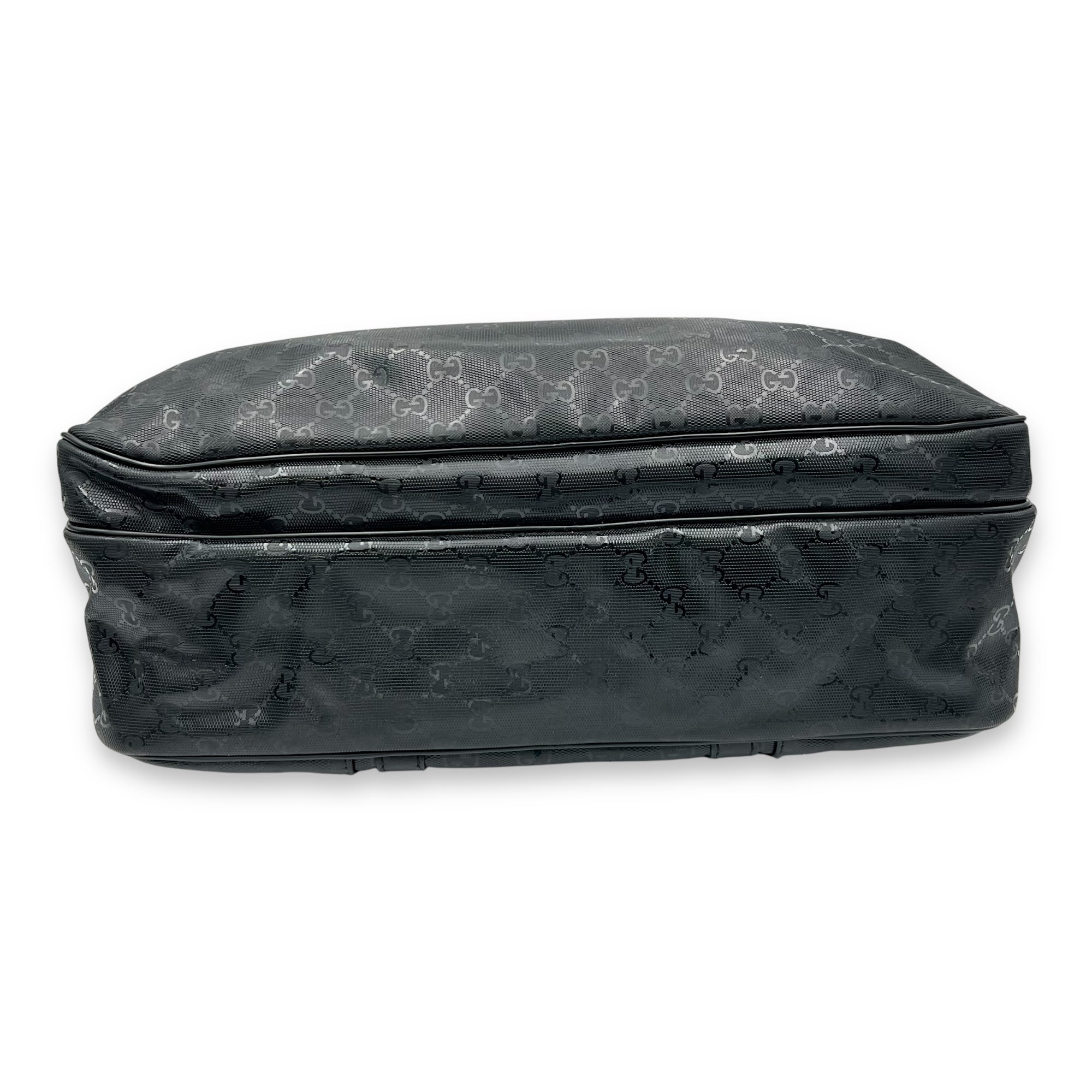 Gucci GG Top Handle Bag Black in Coated Canvas, Silver hardware_5