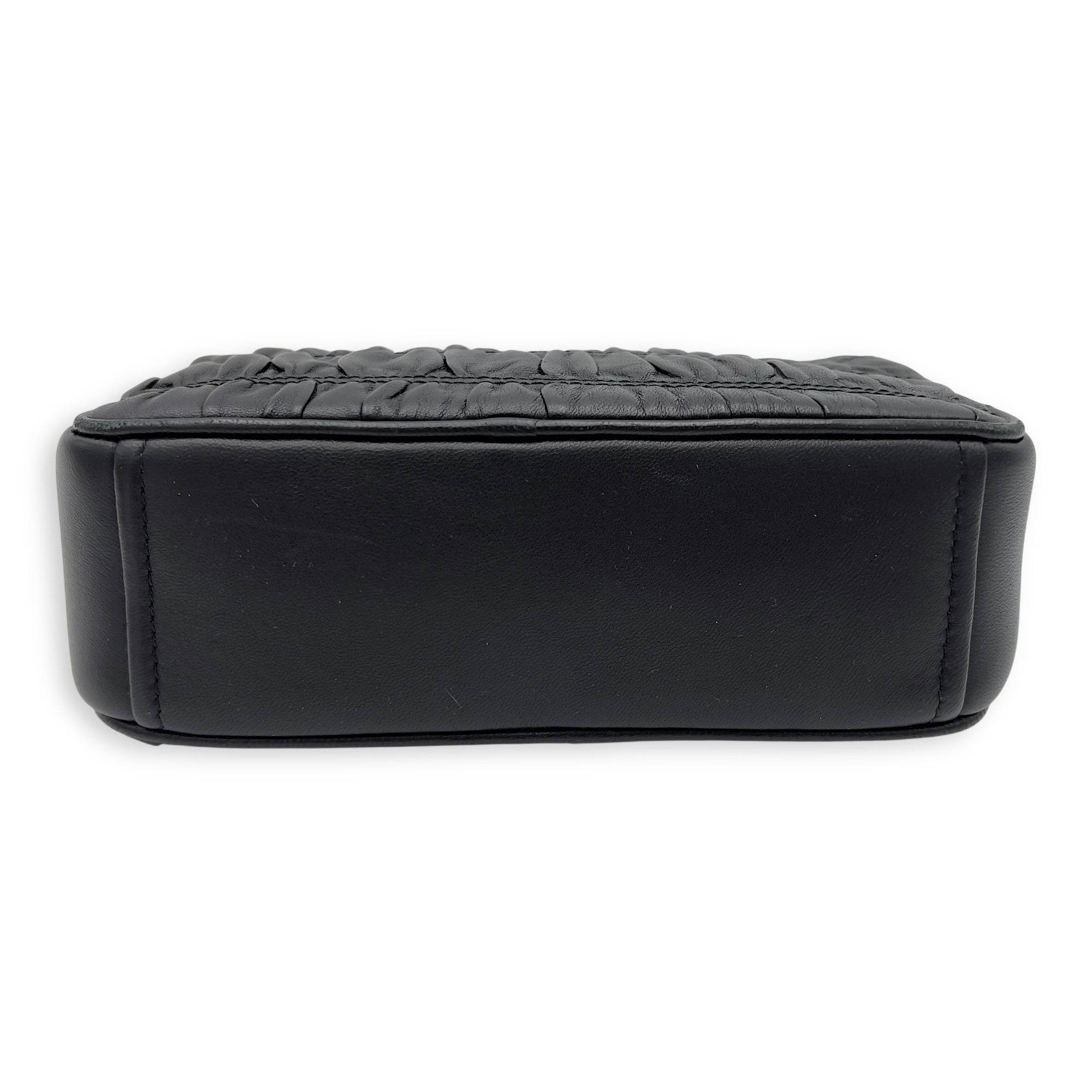 Prada Gaufre Camera Black Crossbody Bag in Lambskin, Gold hardware_3