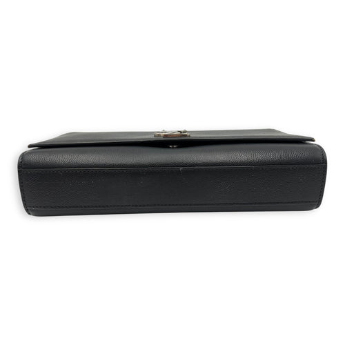 Saint Laurent Kate Crossbody Bag Black in Calfskin, Silver hardware_3
