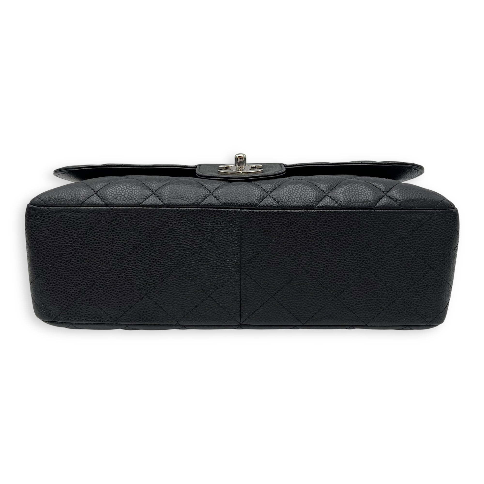 Chanel Classic Shoulder Bag Jumbo Black in Caviar Leather, Silver hardware_3