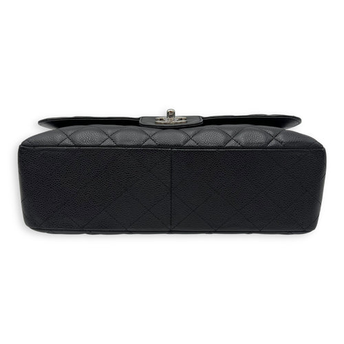 Chanel Classic Shoulder Bag Jumbo Black in Caviar Leather, Silver hardware_3