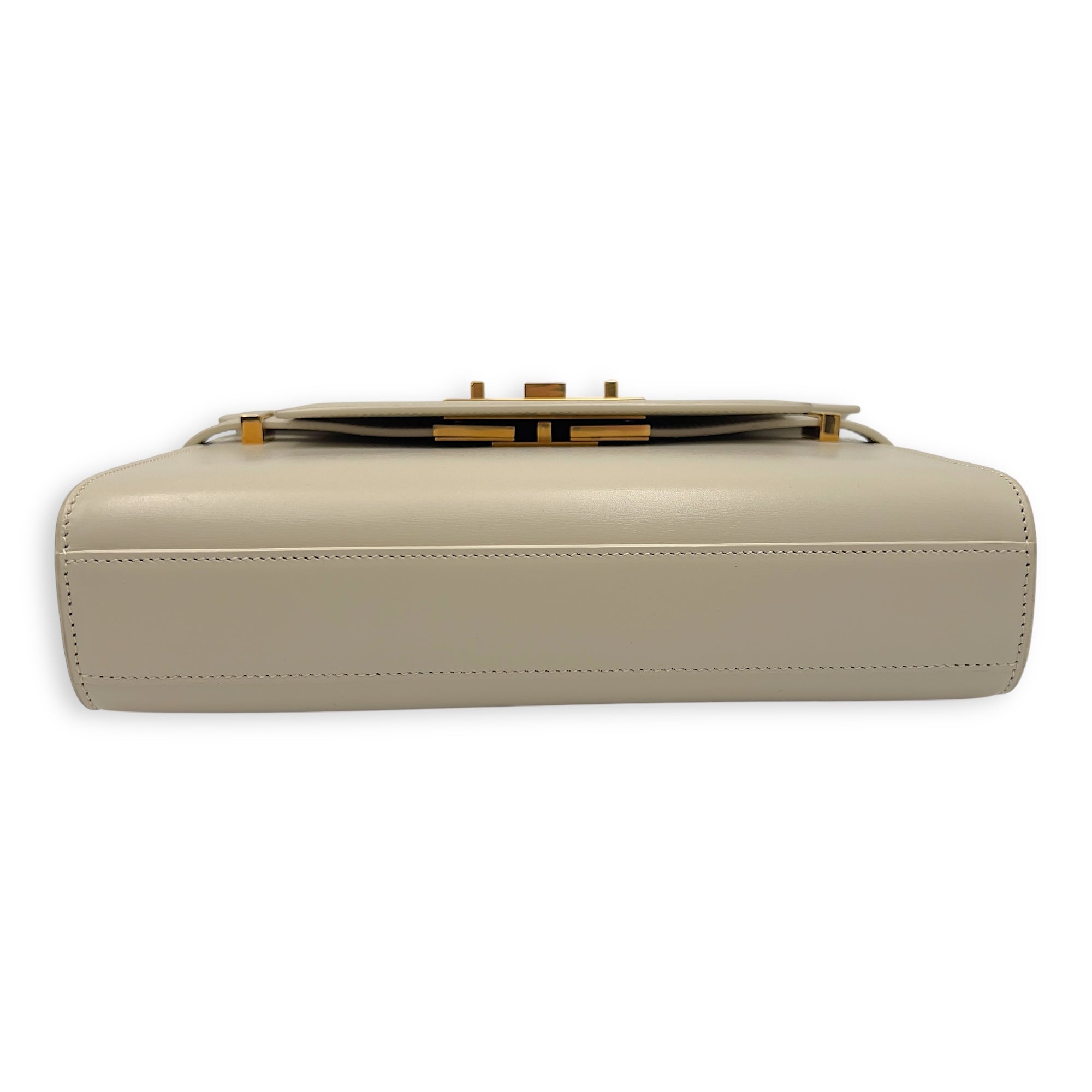 Saint Laurent Manhattan Shoulder Bag White in Calfskin, Gold hardware_3