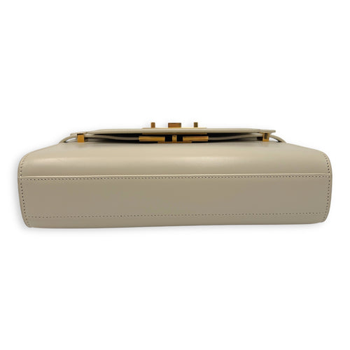 Saint Laurent Manhattan Shoulder Bag White in Calfskin, Gold hardware_3