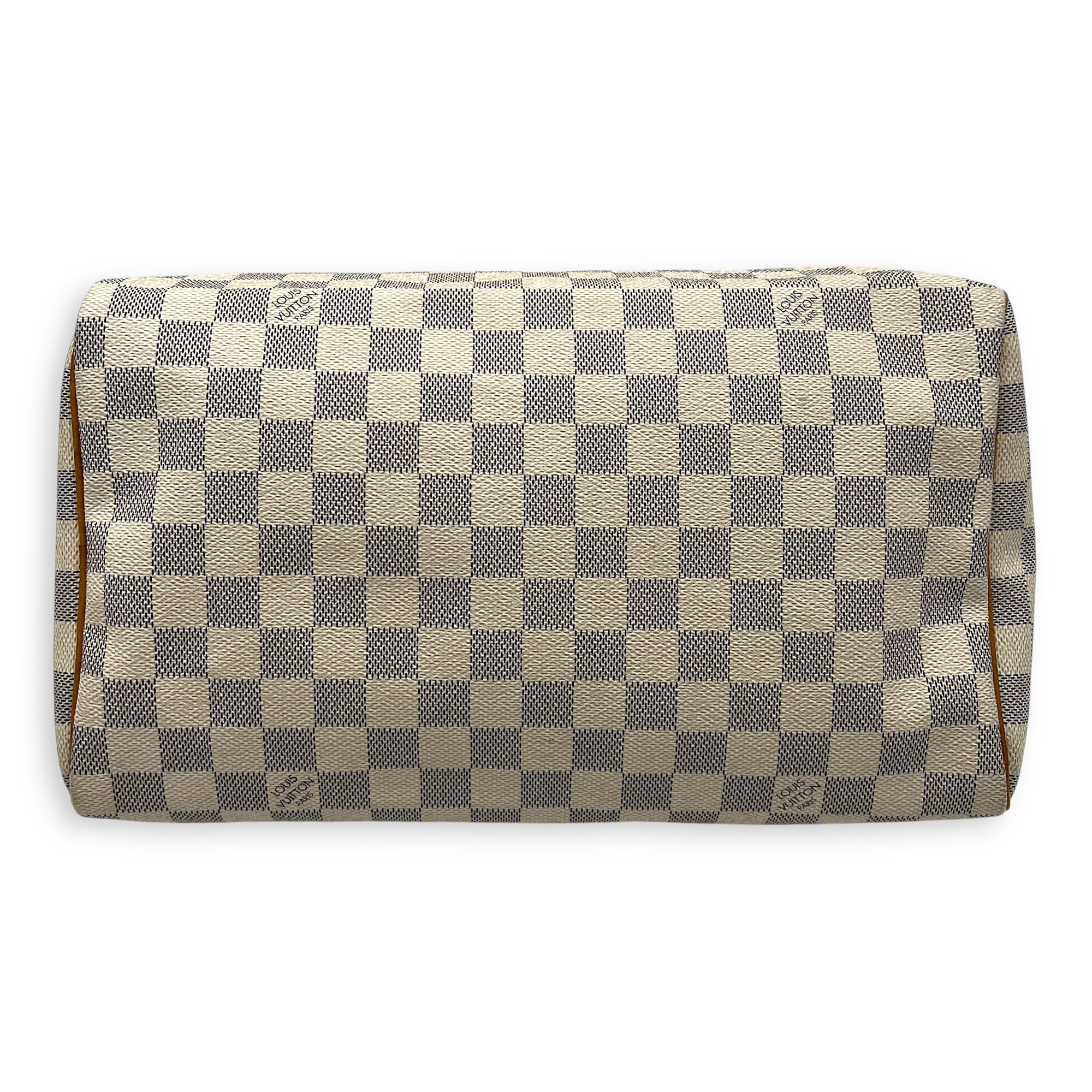 Louis Vuitton Speedy Top Handle Bag 30 White in Canvas, Gold hardware_5