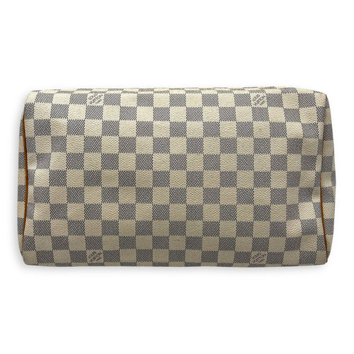Louis Vuitton Speedy Top Handle Bag 30 White in Canvas, Gold hardware_5