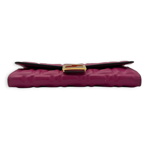 Fendi Baguette Wallet On Chain Pink in Calfskin, Gold hardware_5