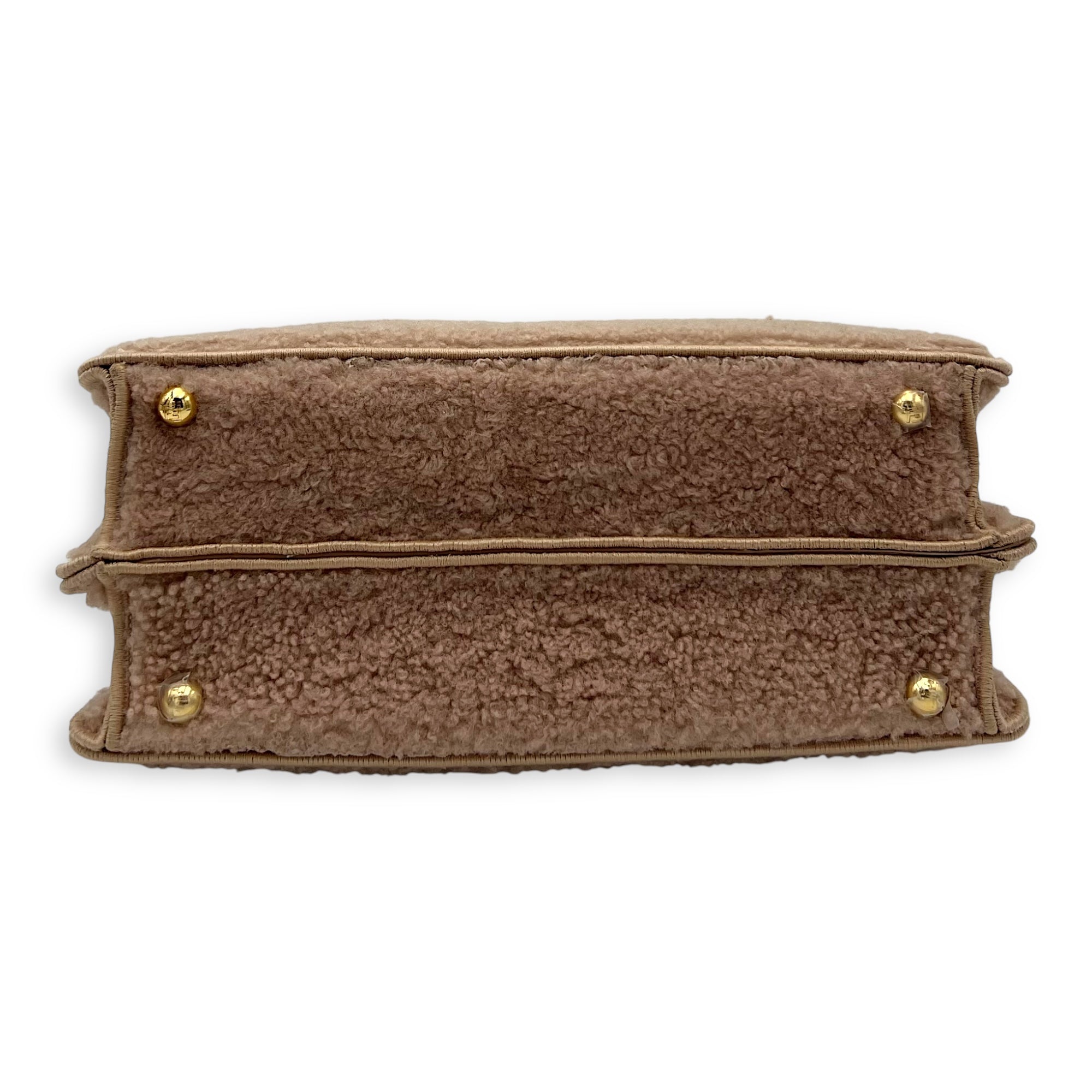 Fendi Iseeu Top Handle Bag Pink in Wool, Gold hardware_5