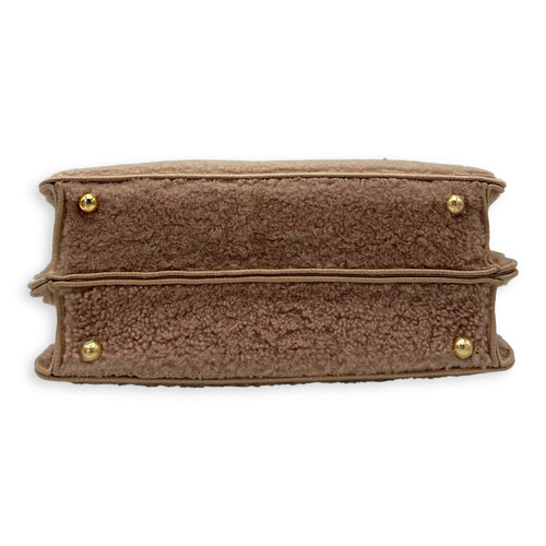 Fendi Iseeu Top Handle Bag Pink in Wool, Gold hardware_5