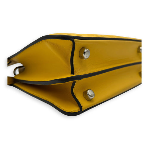 Fendi Peekaboo Top Handle Bag Yellow in Calfskin, Silver hardware_10