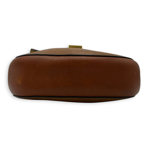 Chloé Drew Shoulder Bag Brown in Calfskin, Gold hardware_5
