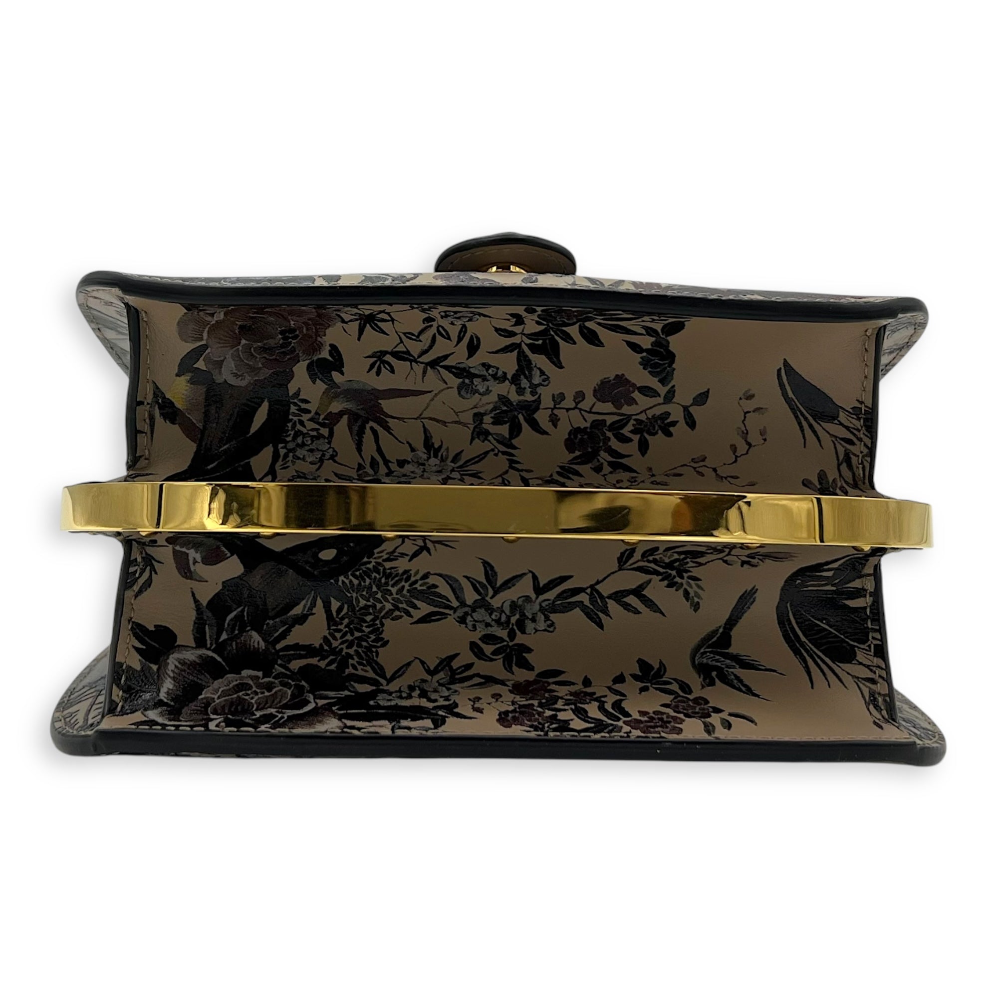 Christian Dior Jardin d’Hiver Bobby Frame Medium Beige Shoulder Bag in Calfskin, Gold hardware_5