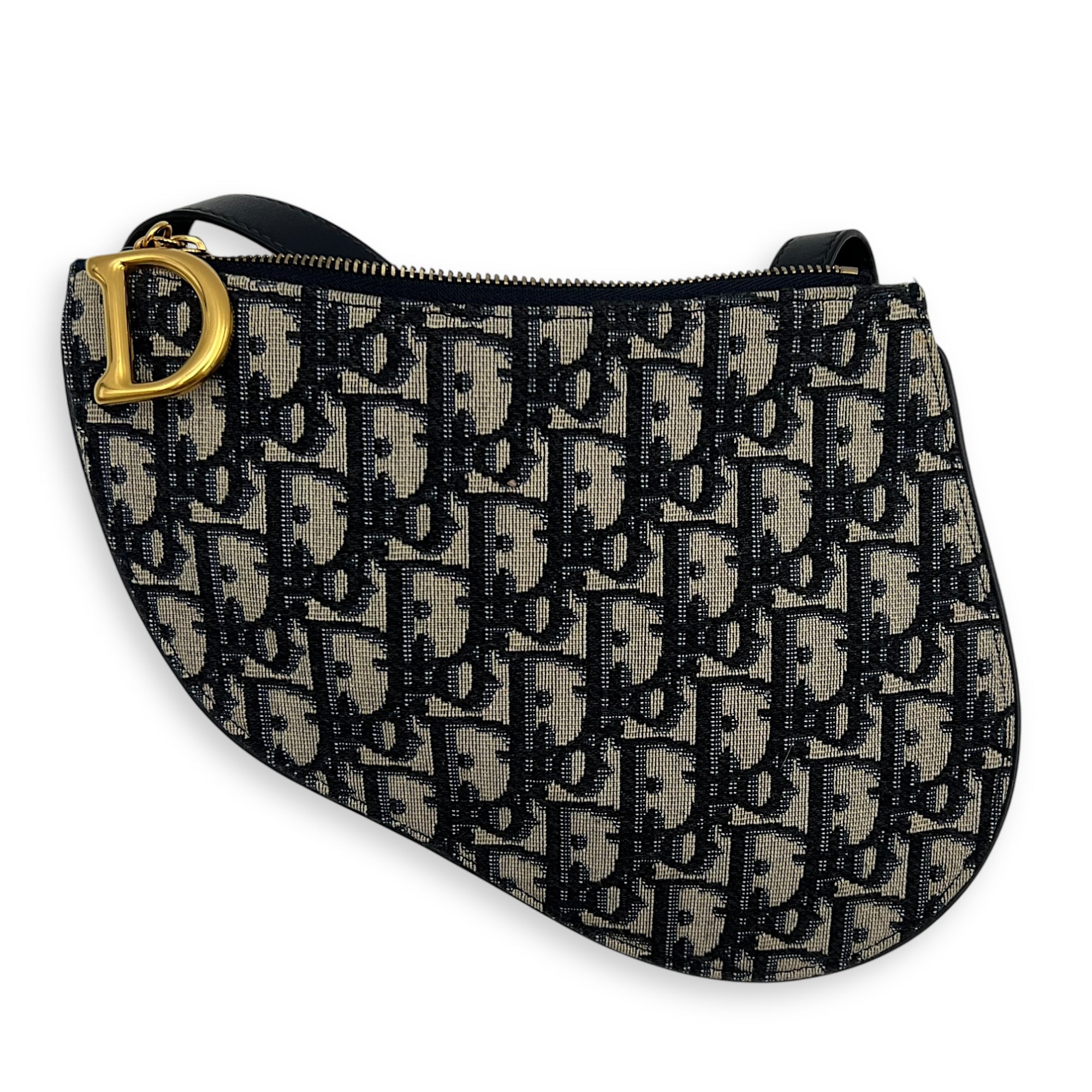 Christian Dior Saddle Crossbody Bag Blue in Jacquard, Gold hardware_2