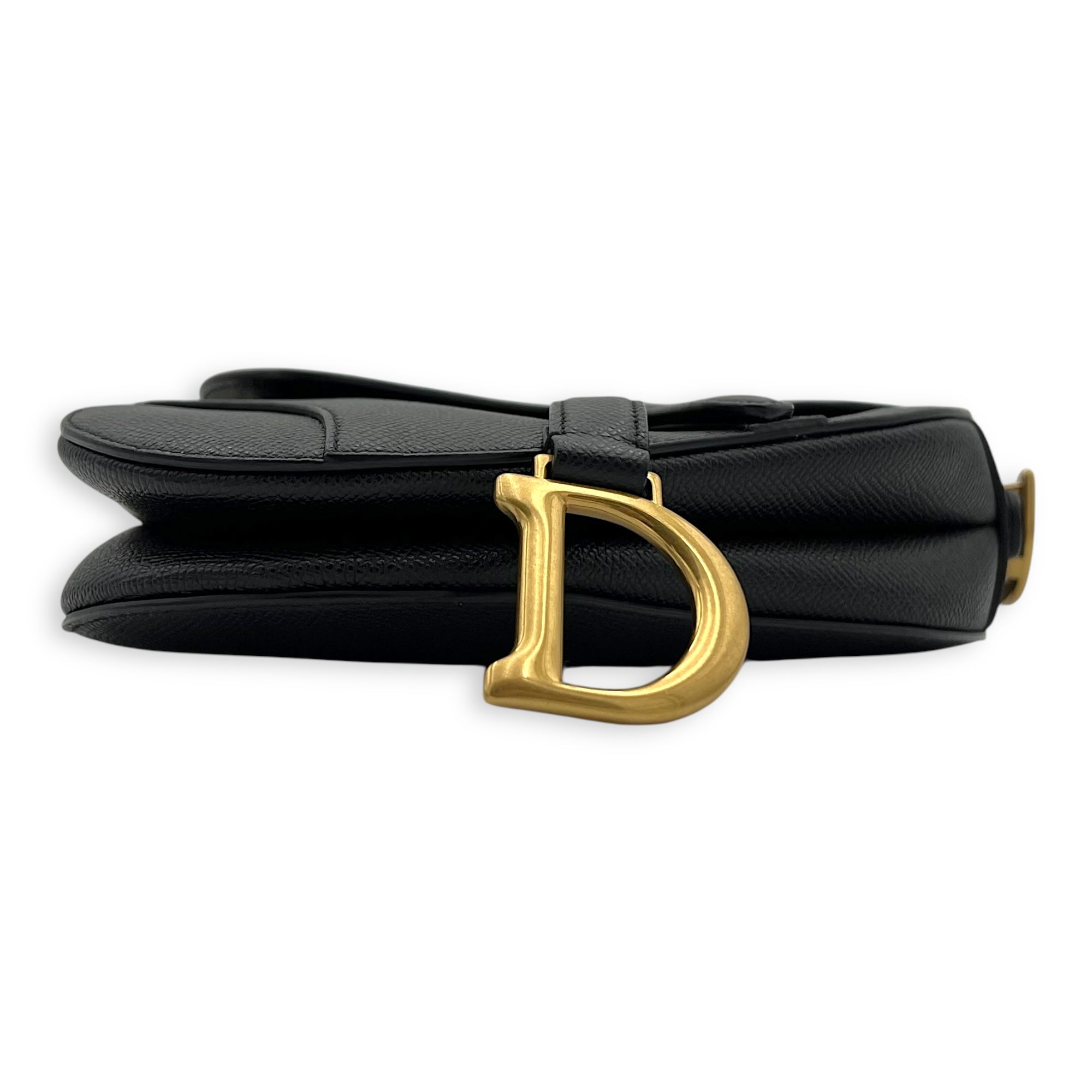 Christian Dior Saddle Mini Black Top Handle Bag in Calfskin, Gold hardware_5