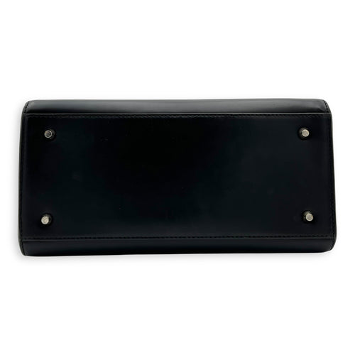 Christian Dior Lady Dior Medium Black Top Handle Bag in Calfskin, Silver hardware_5