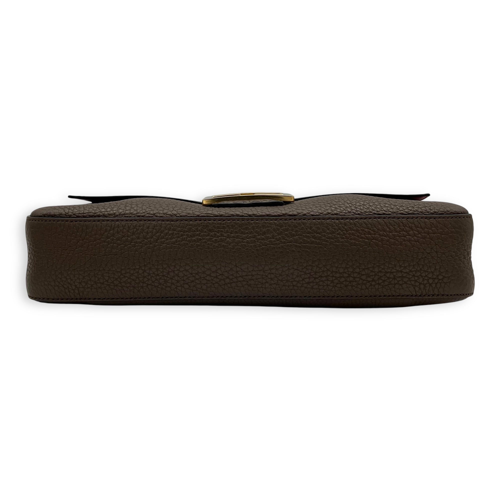 Fendi Baguette Top Handle Bag Brown in Calfskin, Silver hardware_5