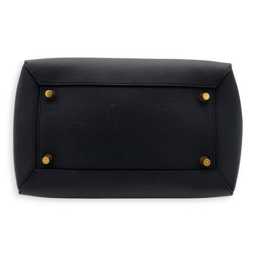 Celine Belt Small Black Top Handle Bag in Calfskin, Gold hardware_5