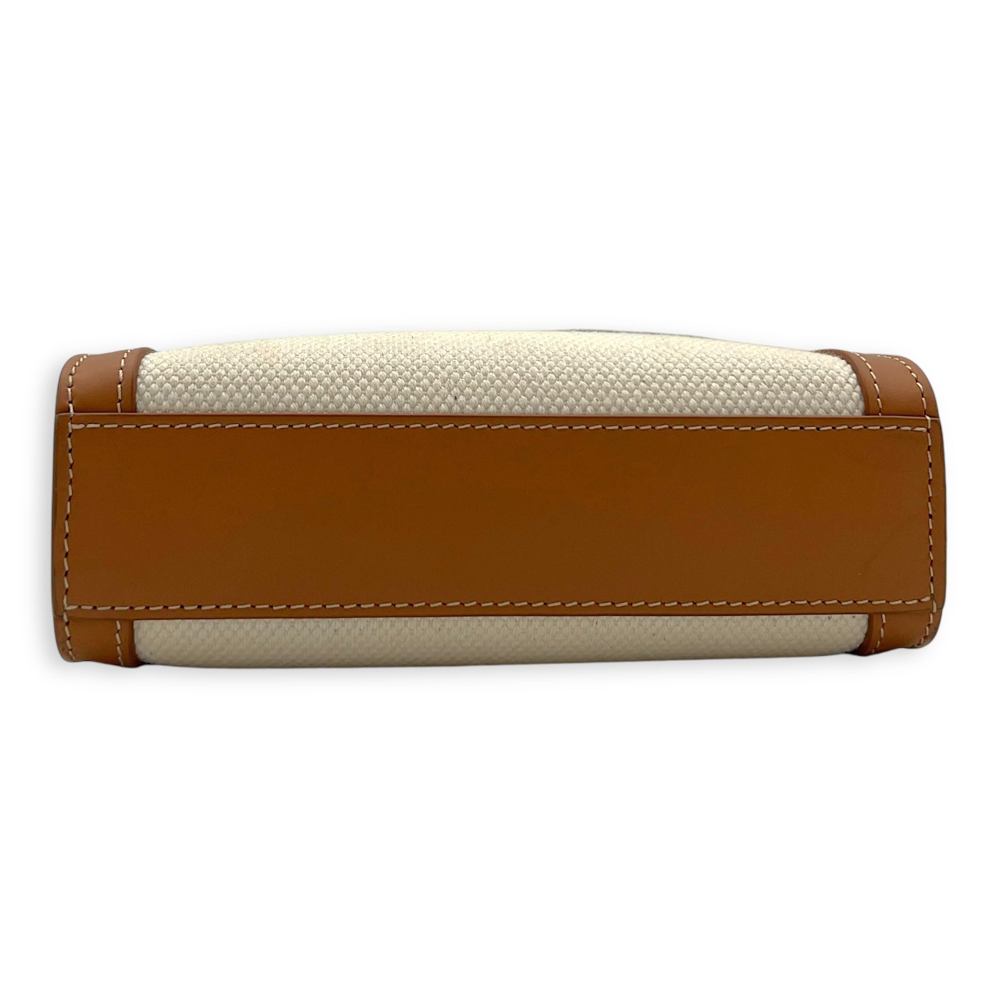 Celine Cabas Top Handle Bag Small Beige in Canvas, Gold hardware_5