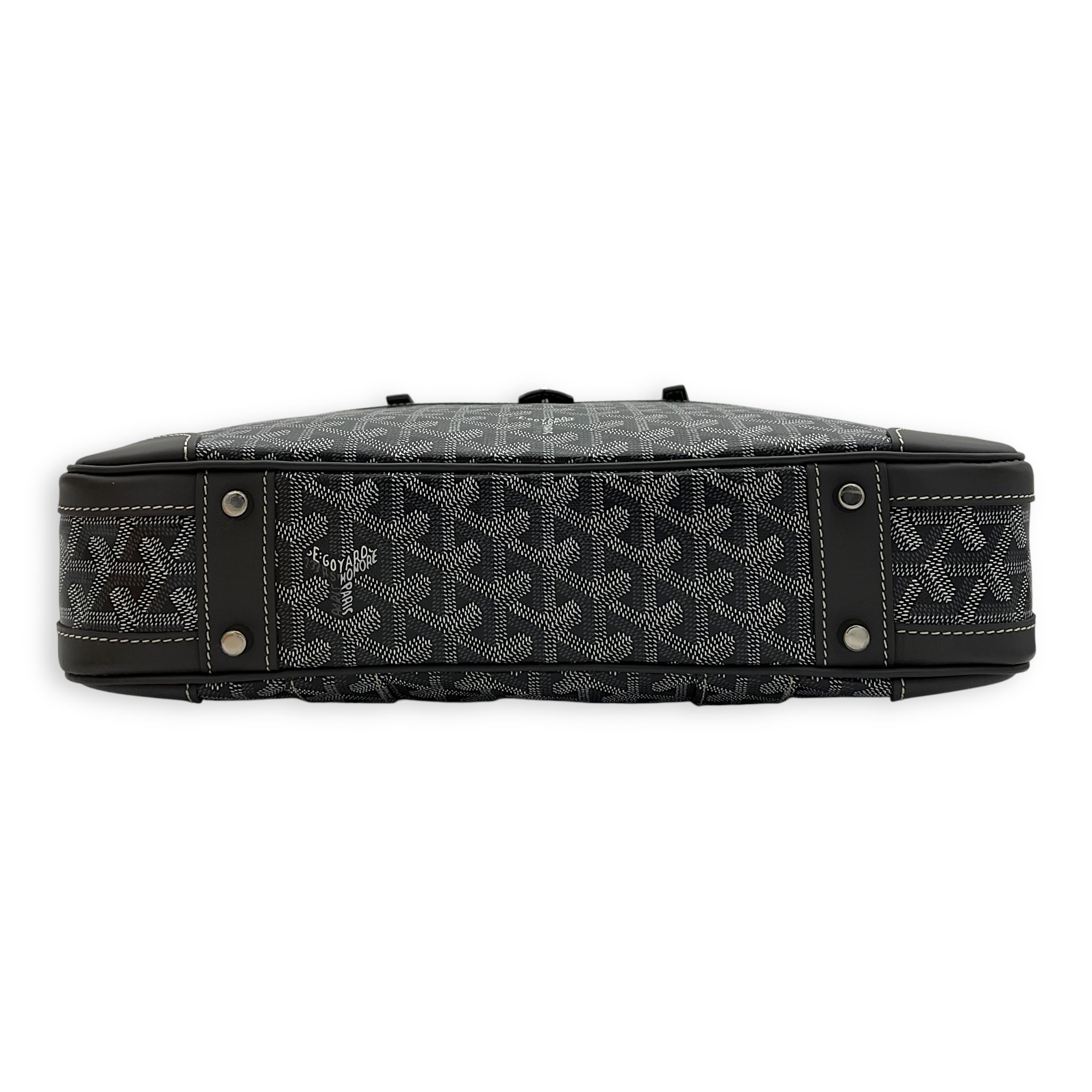 Goyard Ambassade Briefcase Grey in Coated Canvas, Silver hardware_5