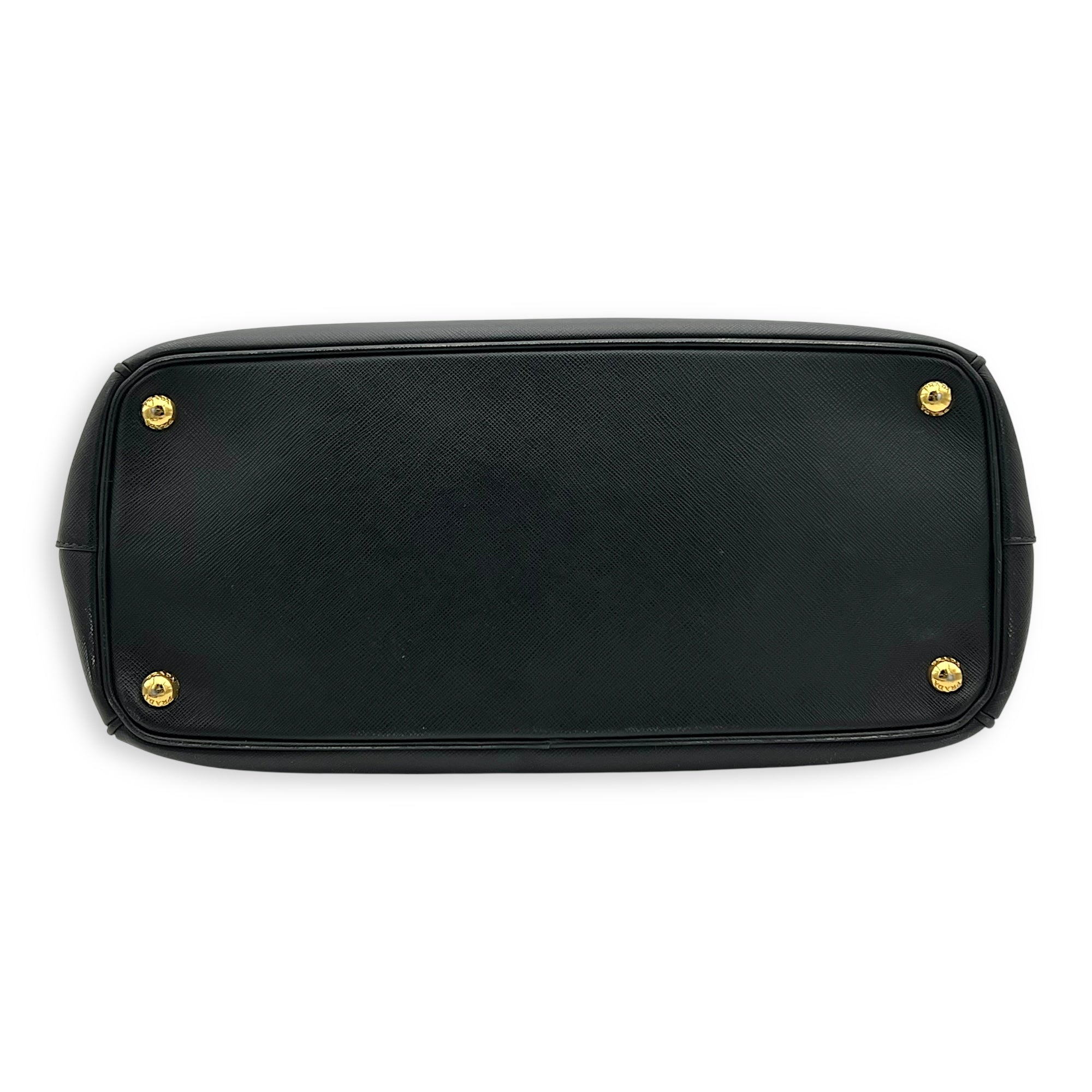 Prada Galleria Top Handle Bag Black in Saffiano Leather, Gold hardware_5