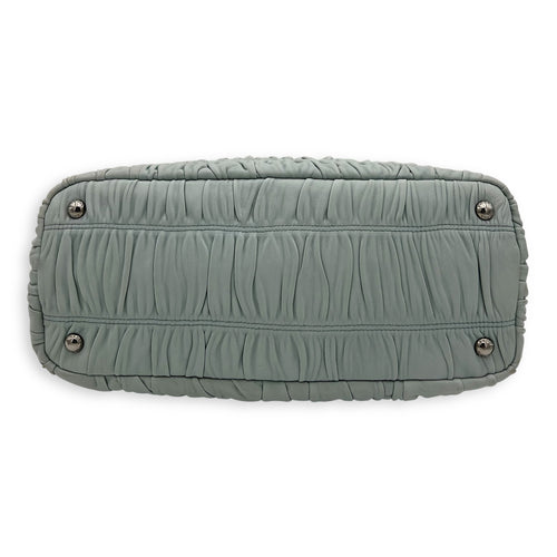 Prada Turnlock Top Handle Bag Blue in Calfskin, Silver hardware_5