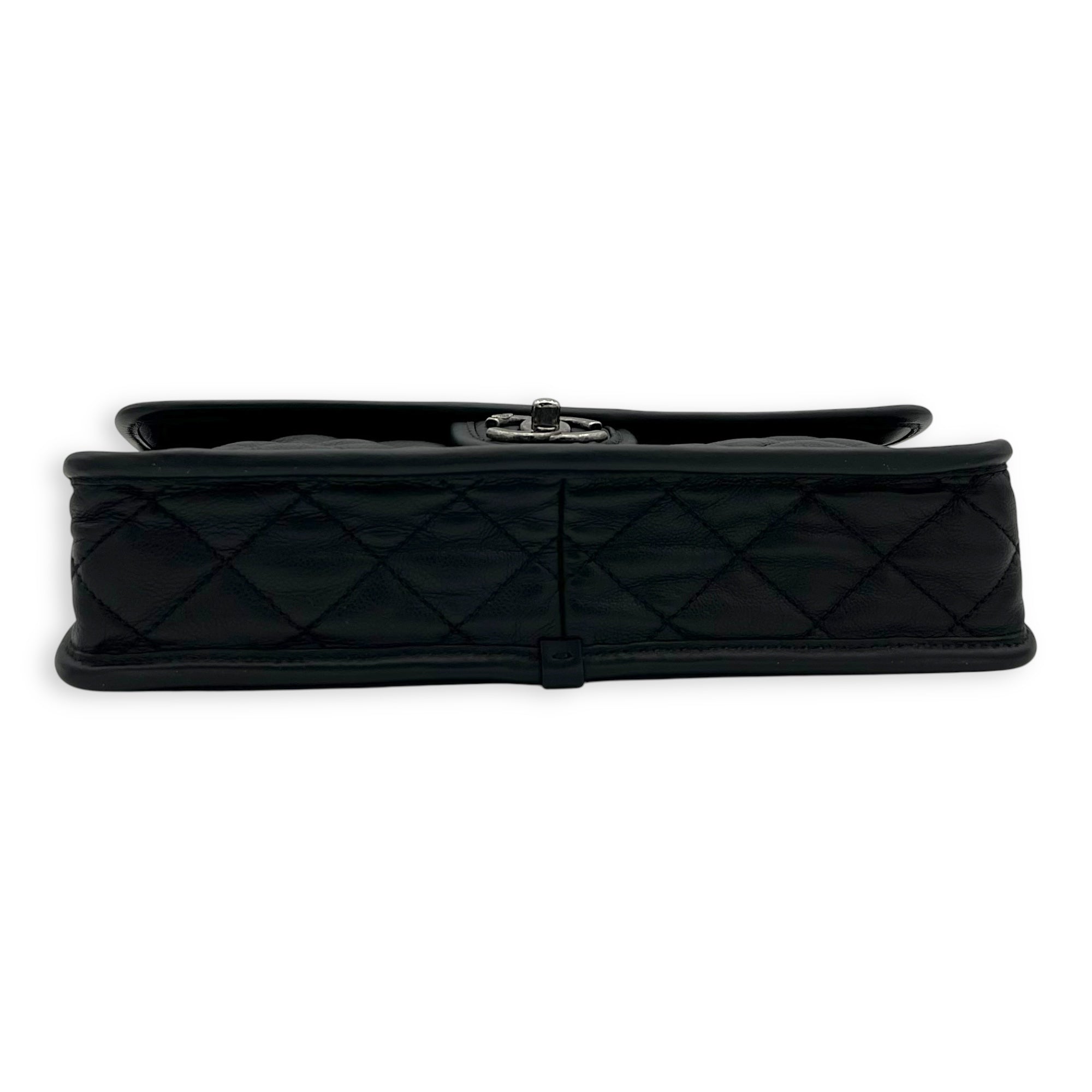 Chanel French Riviera Black Shoulder Bag in Calfskin, Gunmetal hardware_5