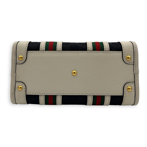 Gucci Sherry Top Handle Bag Mini White in Calfskin and jacquard, Gold hardware_5