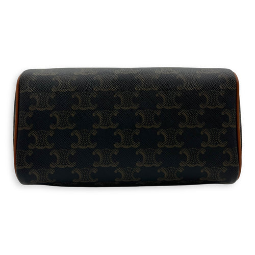 Celine Triomphe Boston Brown Top Handle Bag in Coated Canvas, Gold hardware_5