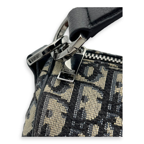 Christian Dior Roller Crossbody Bag Blue in Jacquard, Silver hardware_5