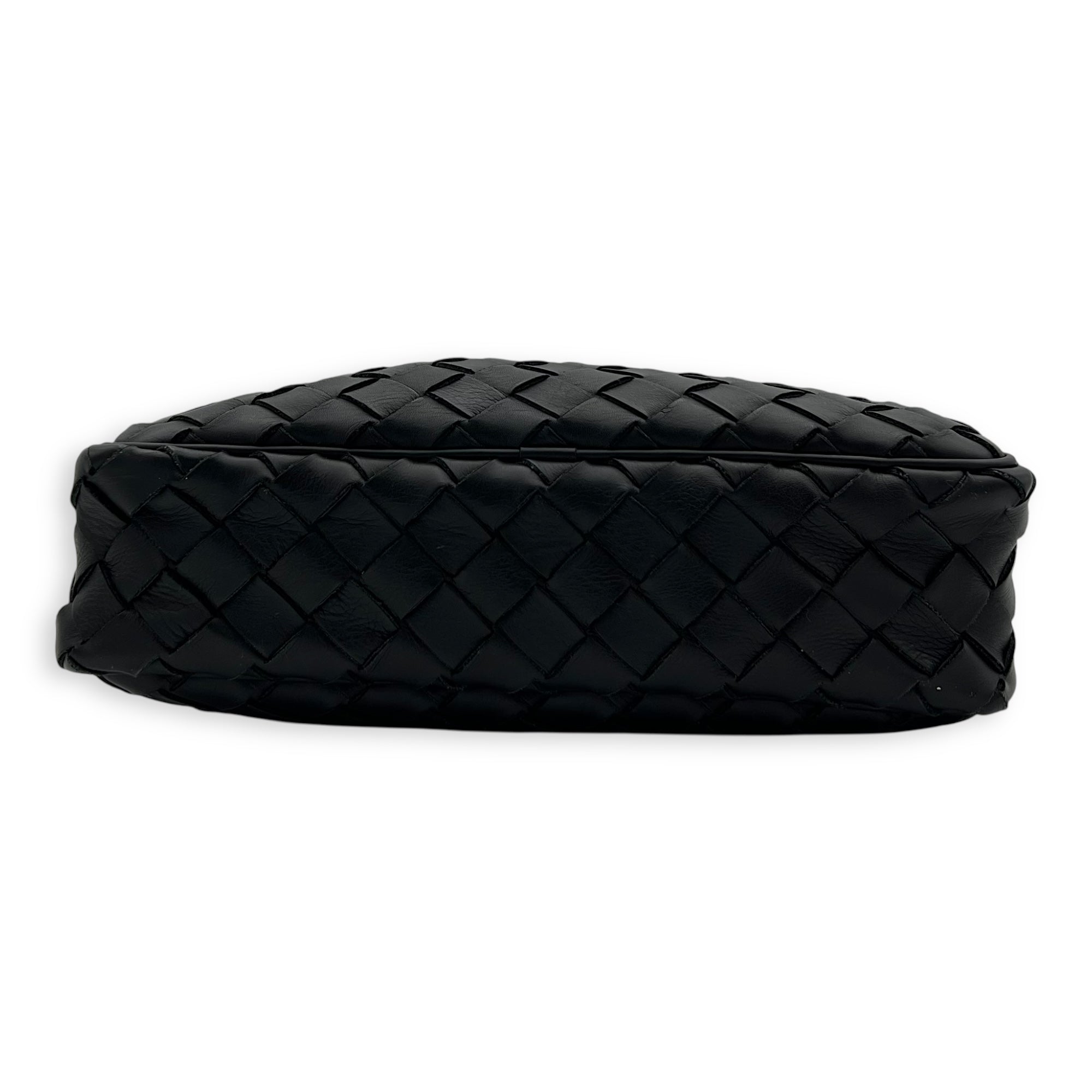 Bottega Veneta Intrecciato Crossbody Bag Black in Calfskin, Ruthenium hardware_5