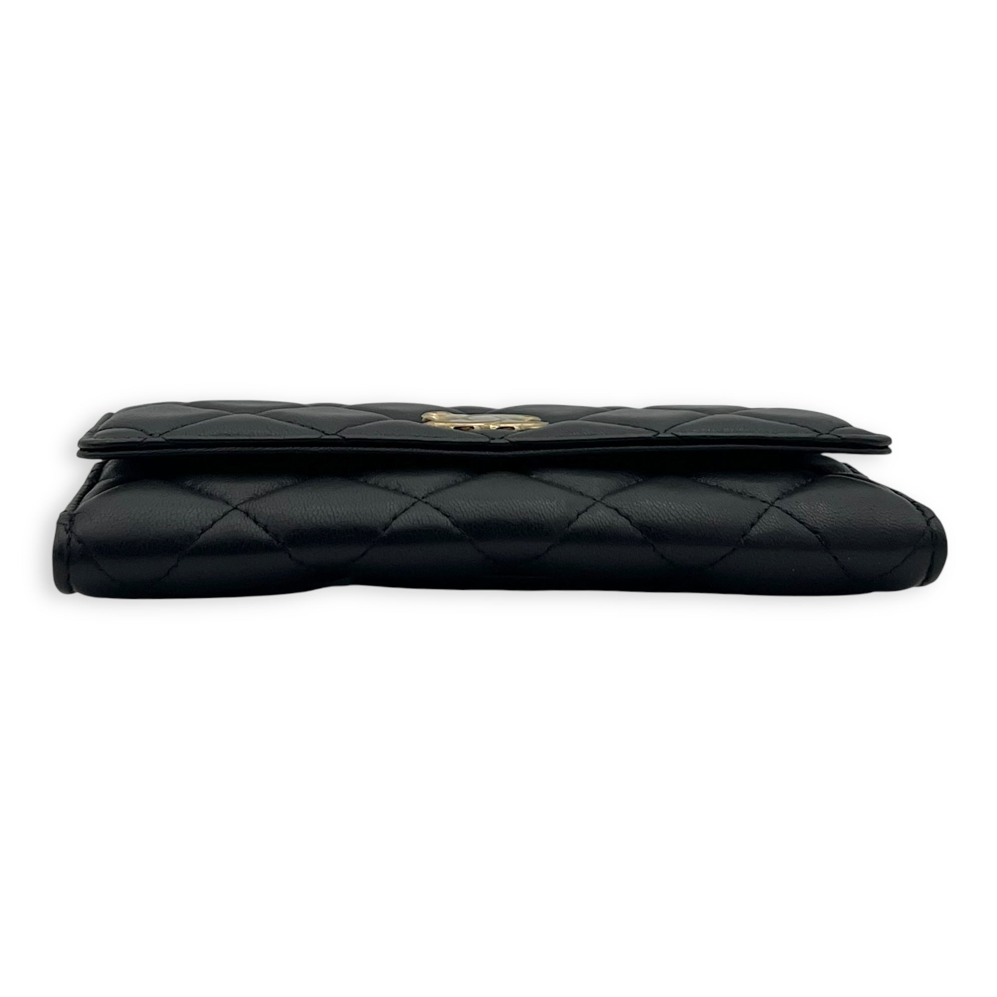 Chanel CC Wallet On Chain Black in Lambskin, Gold hardware_5