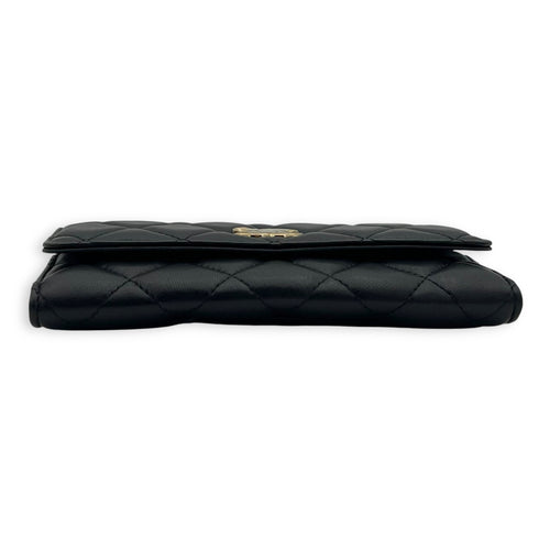 Chanel CC Wallet On Chain Black in Lambskin, Gold hardware_5