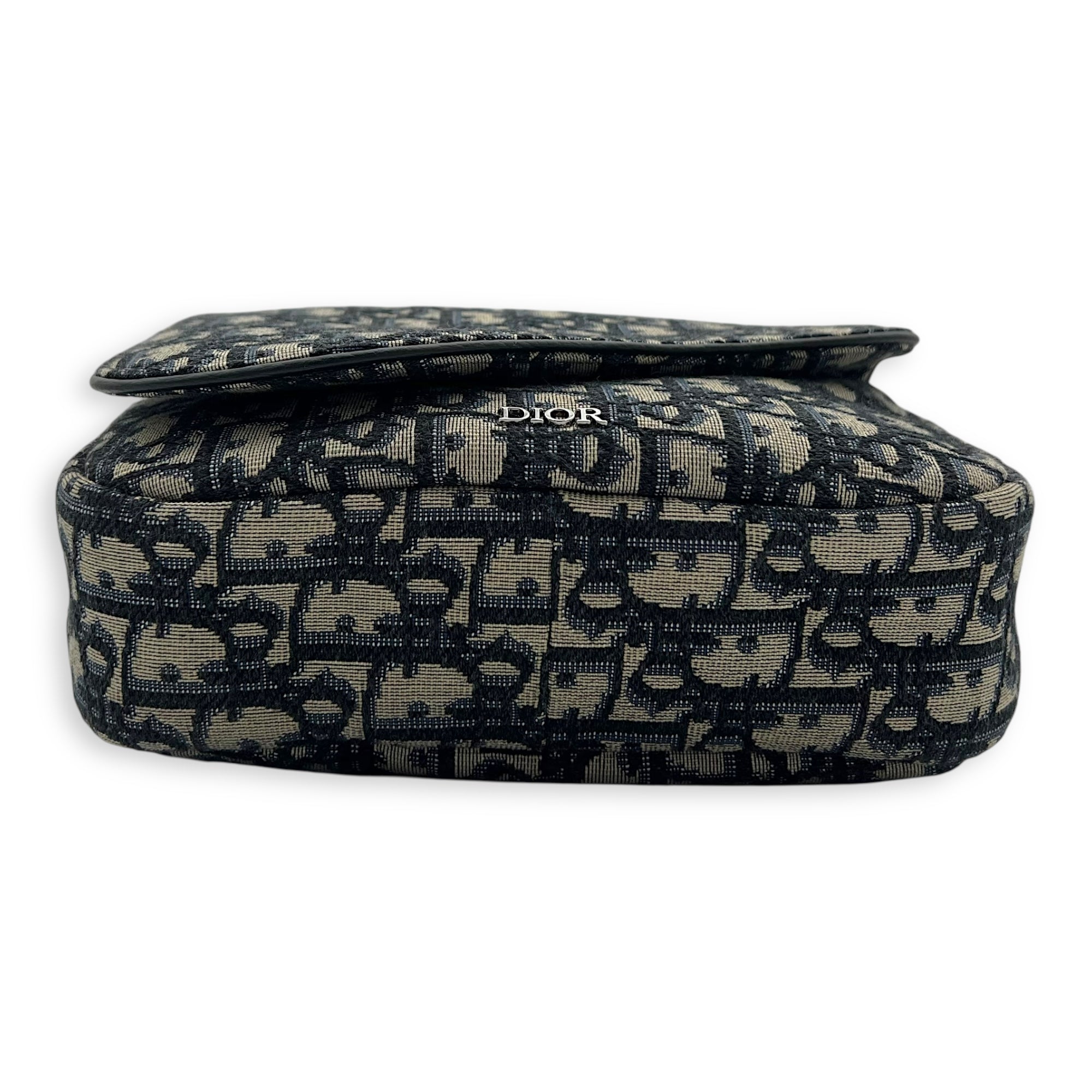 Christian Dior Oblique Belt Bag Blue in Jacquard, Silver hardware_5